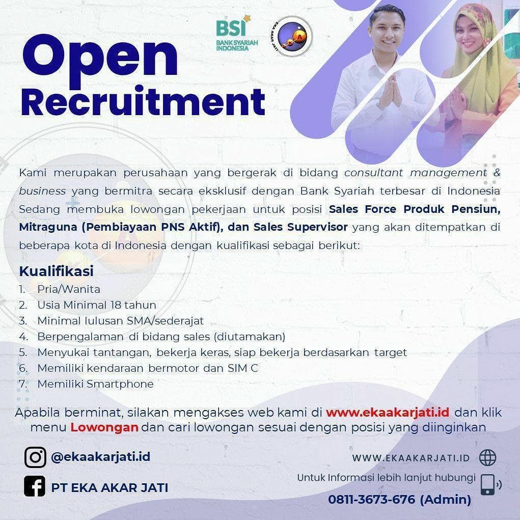 Lowongan Kerja

Dibutuhkan Segera :
1. Sales Force Produk Pensiun
2. Mitra Guna ...
