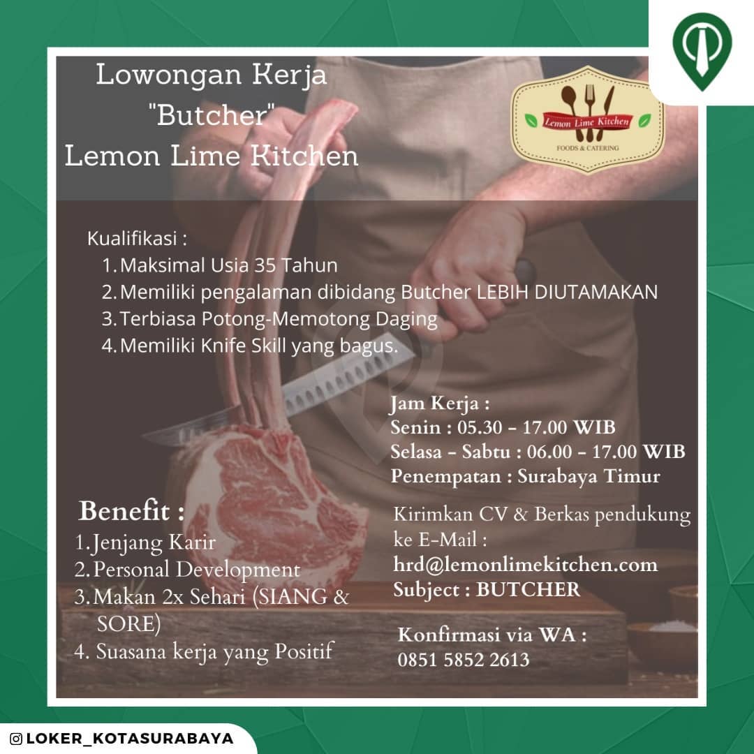 DIBUTUHKAN SEGERA!
Lemon Lime Kitchen, Perusahaan yang bergerak di bidang Food a...