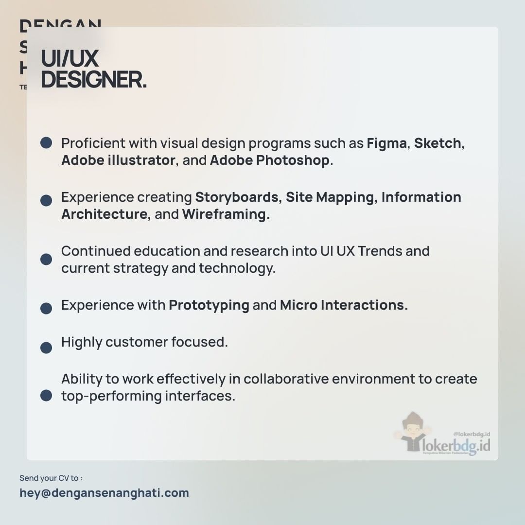 Loker Bandung - PT Dengan Senang Hati (DSH) located in Bandung, needed