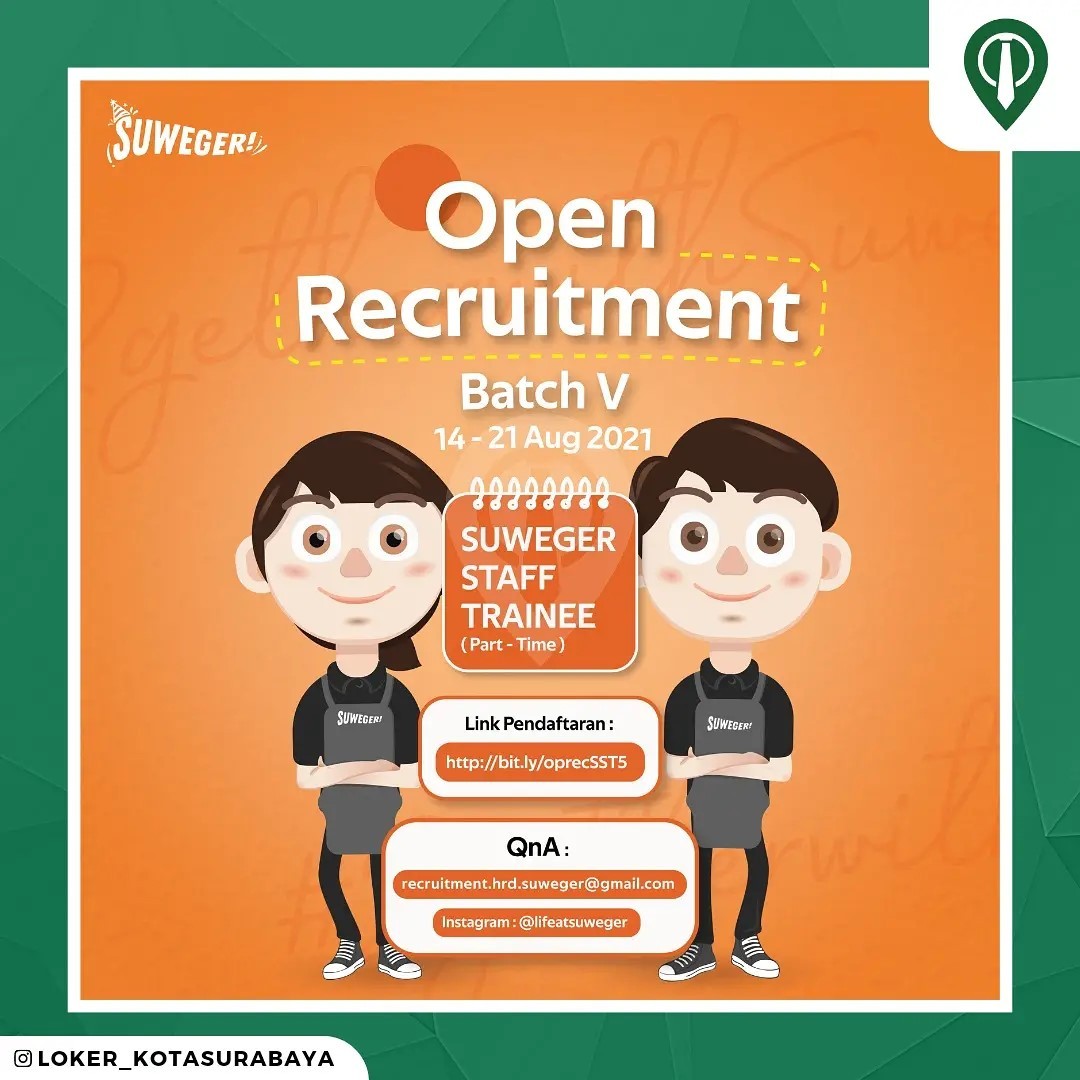 [ Suweger Indonesia is Hiring ]
Yang mau menjadi bagian dari Suweger Indonesia, ...