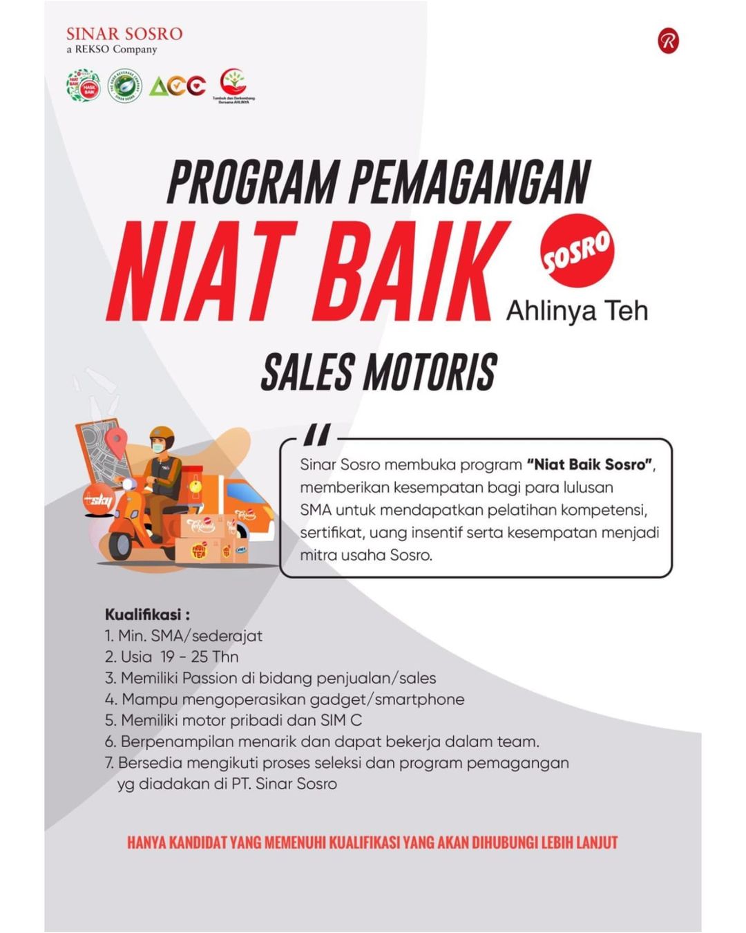 Kami ingin menginformasikan bahwa PT Sinar Sosro mengadakan Program Pemagangan N...