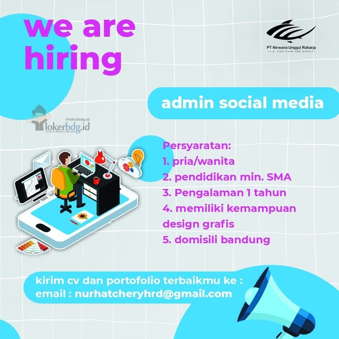 We're Hiring

Admin Social Media

Persyaratan :
- Pria/ wanita
- Pendidikan min ...