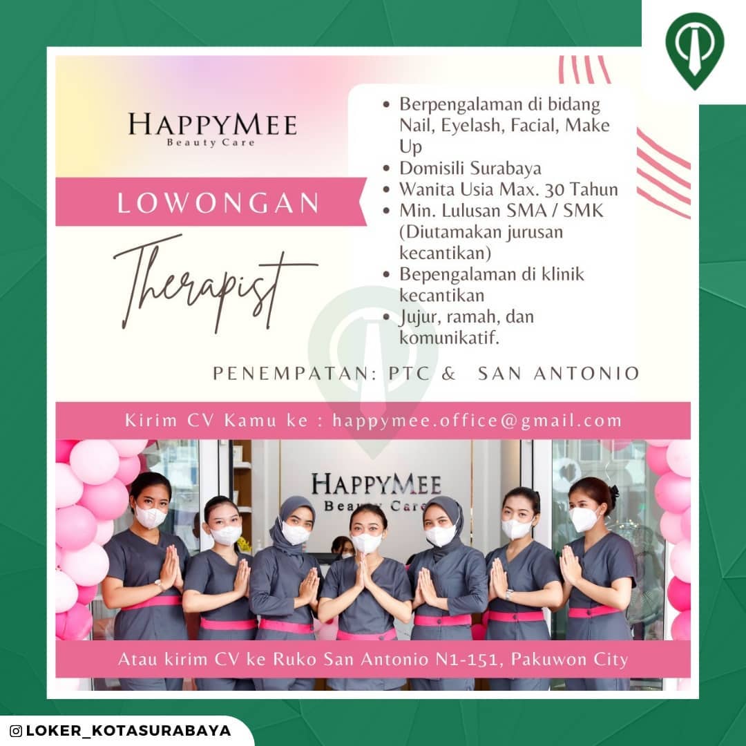 LOWONGAN KERJA
@happymeebeautycare
_____
1. Terapis Eyelash dan Nailart (harus b...