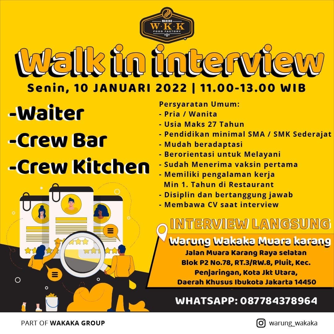 ((LOWONGAN KERJA WAKAKA GROUP))
Ayo bergabung dengan WARUNG WAKAKA (MUARA KARANG...