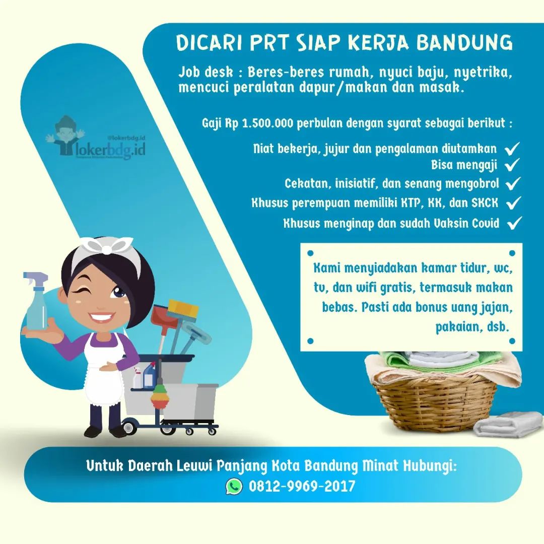 Dicari Pekerja Rumah Tangga (PRT) khusus Perempuan untuk di Kota Bandung dengan ...