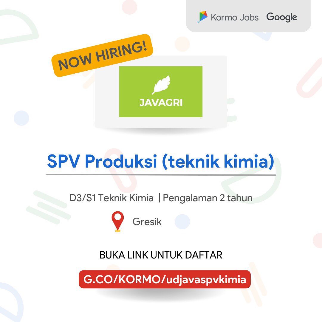Hai Gresik! 

Kali ini Kormo Jobs hadir dengan info lowongan yang mungkin cocok ...