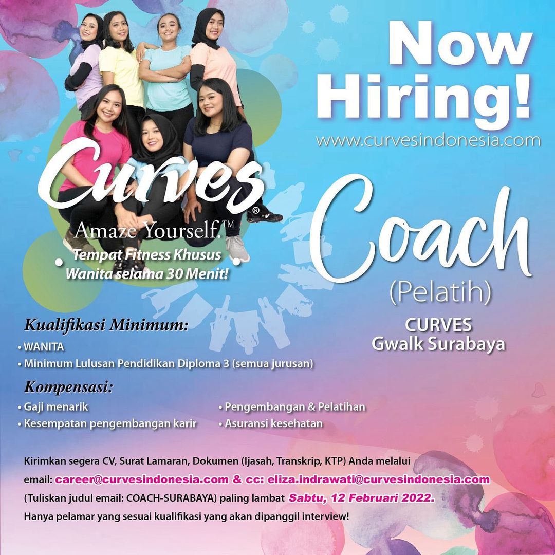LOWONGAN PEKERJAAN!!! 

Curves adalah perusahaan fitness khusus wanita dari Ame...