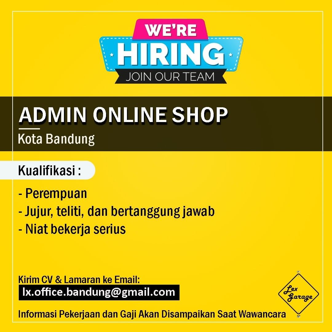 Lowongan Kerja Bandung @lokerbandung

Posisi : Admin Online Shop
Perusahaan : Le...