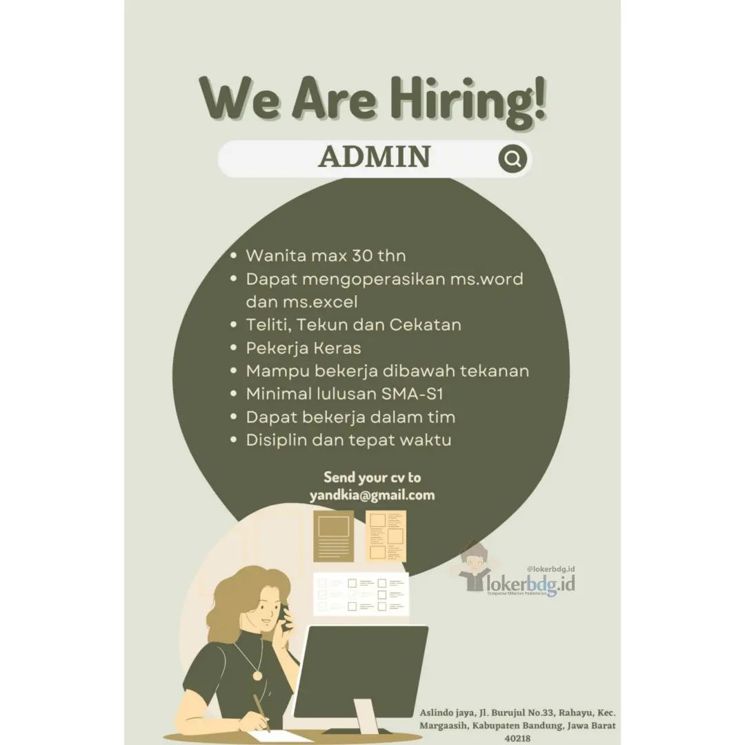 PT Aslindo Jaya
Distributor Alat Rumah Tangga

We are hiring
- ADMIN
- ADMIN PER...