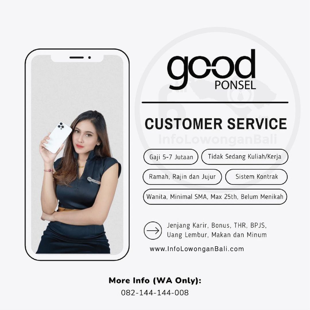 Join @goodponsel Family sebagai Customer Service !
.
Kalian yang mau join sebaga...