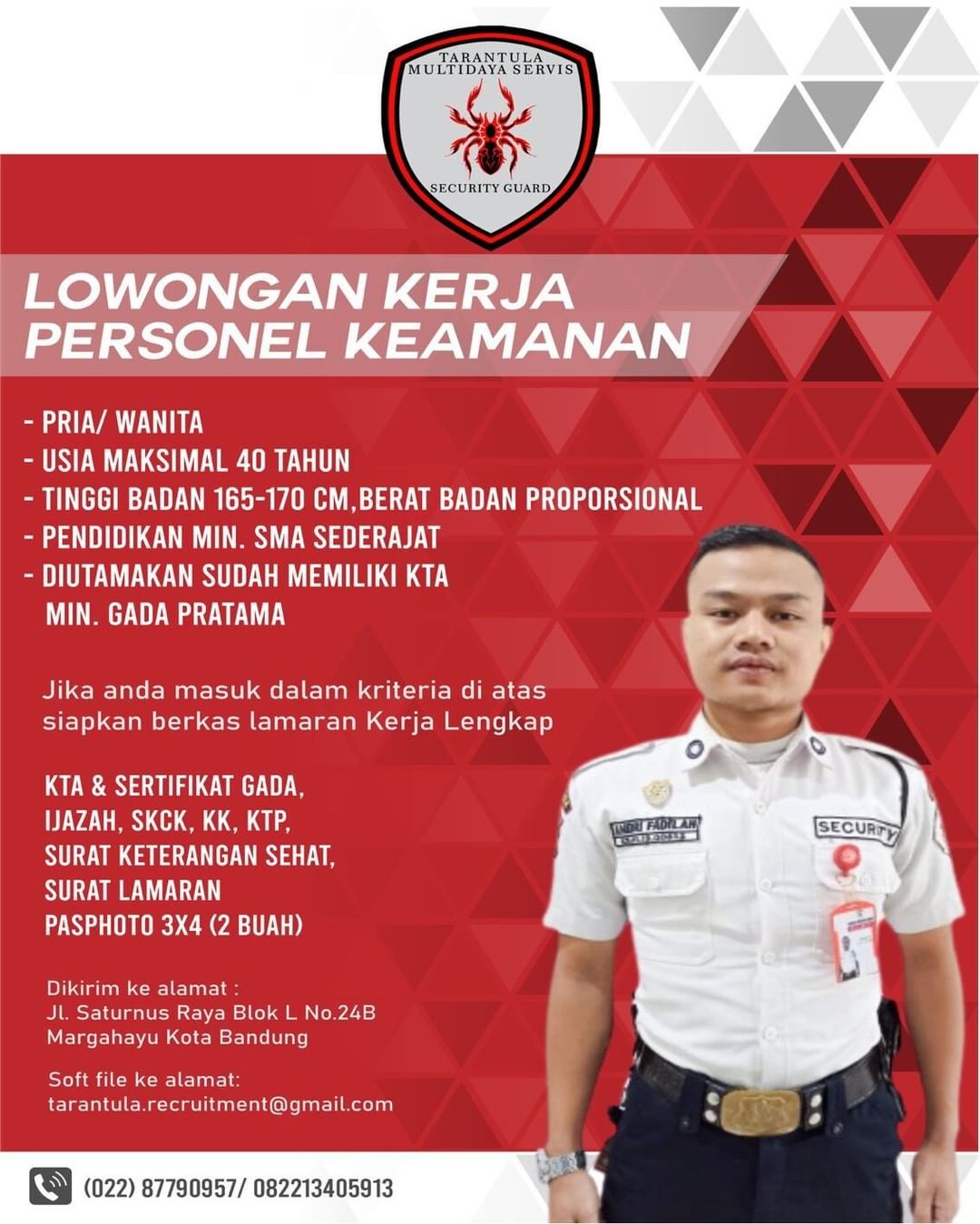 Dibutuhkan Security untuk Penempatan wilayah Bandung dan Cimanggis Depok

Diutam...