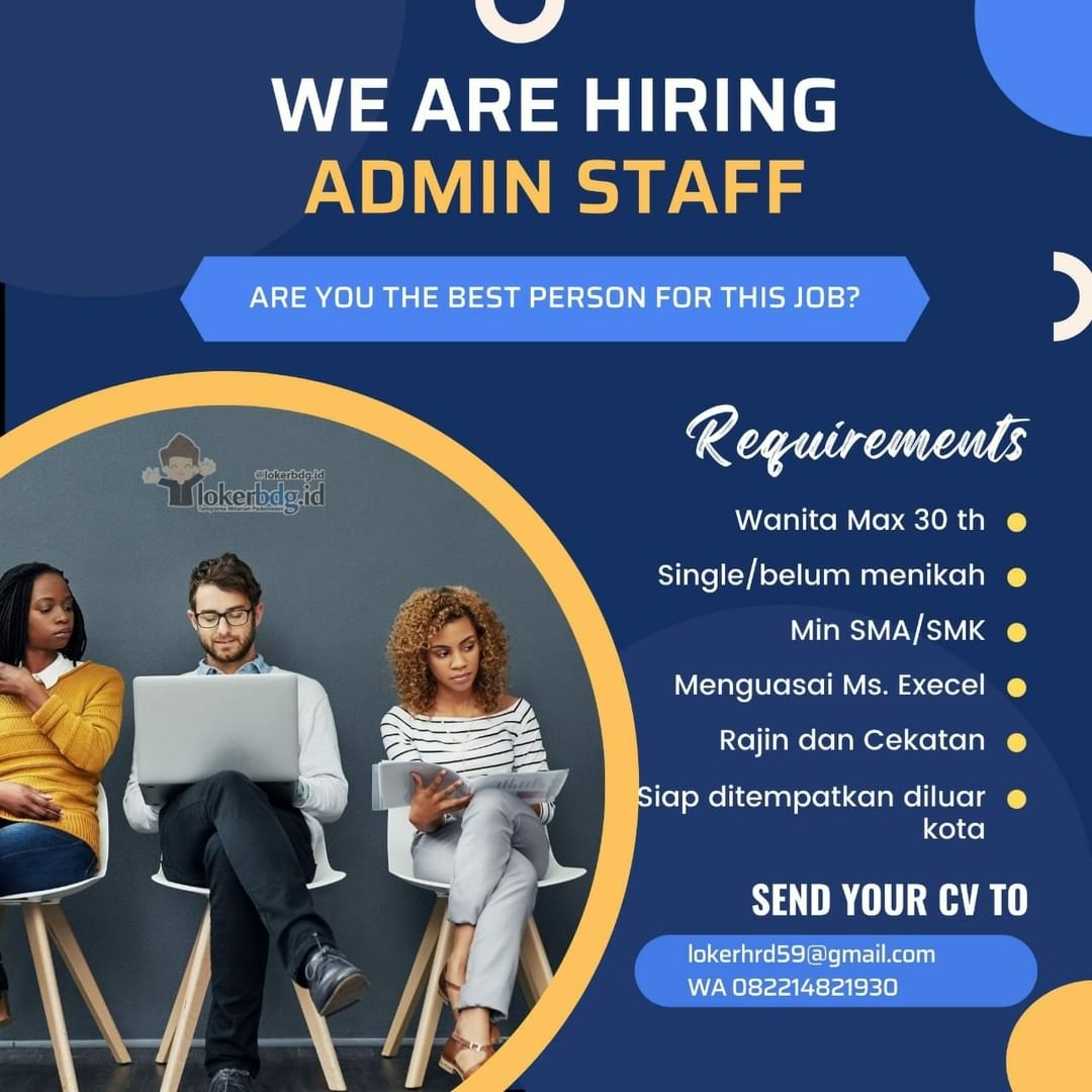 PT. ARTA GRAHA

We are hiring
- ADMIN STAFF
- DRIVER BANDUNG

SEND YOUR CV TO
lo...