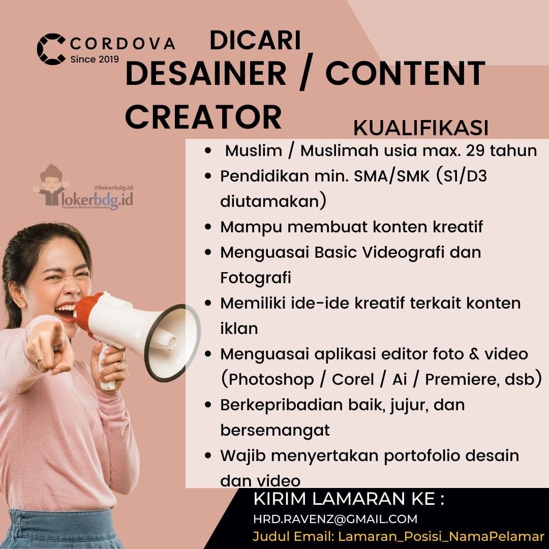 WERE HIRING
CORDOVA MERUPAKAN STARTUP DIBAWAH PT.RAVENZ INOVASI DIGITAL DENGAN P...