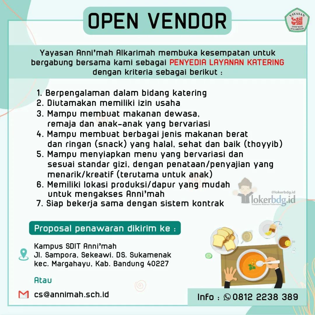 [LOWONGAN KERJA]

Yayasan Anni'mah Alkarimah membuka kesempatan untuk bergabung ...