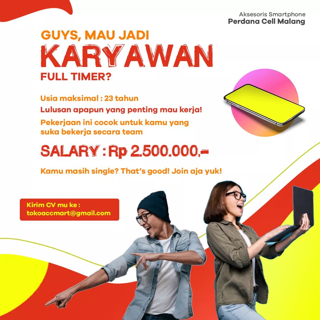 Kabar baik untuk kalian para pencari kerja! Ayo kirim CV mu ke tokoaccmart@gmail...