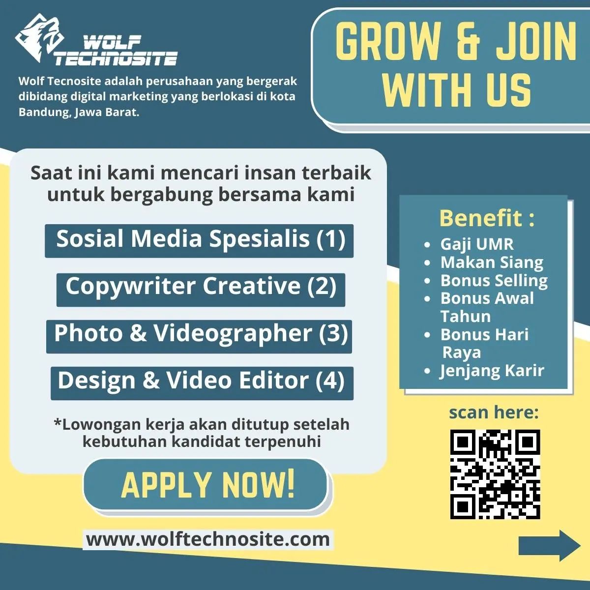 Wolf Tecnosite adalah perusahaan yang bergerak dibidang digital marketing yang b...