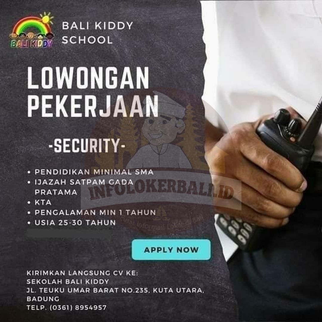 Bali Kiddy School membuka lowongan kerja sebagai :
1. Security
.
Kualifikasi :
-...