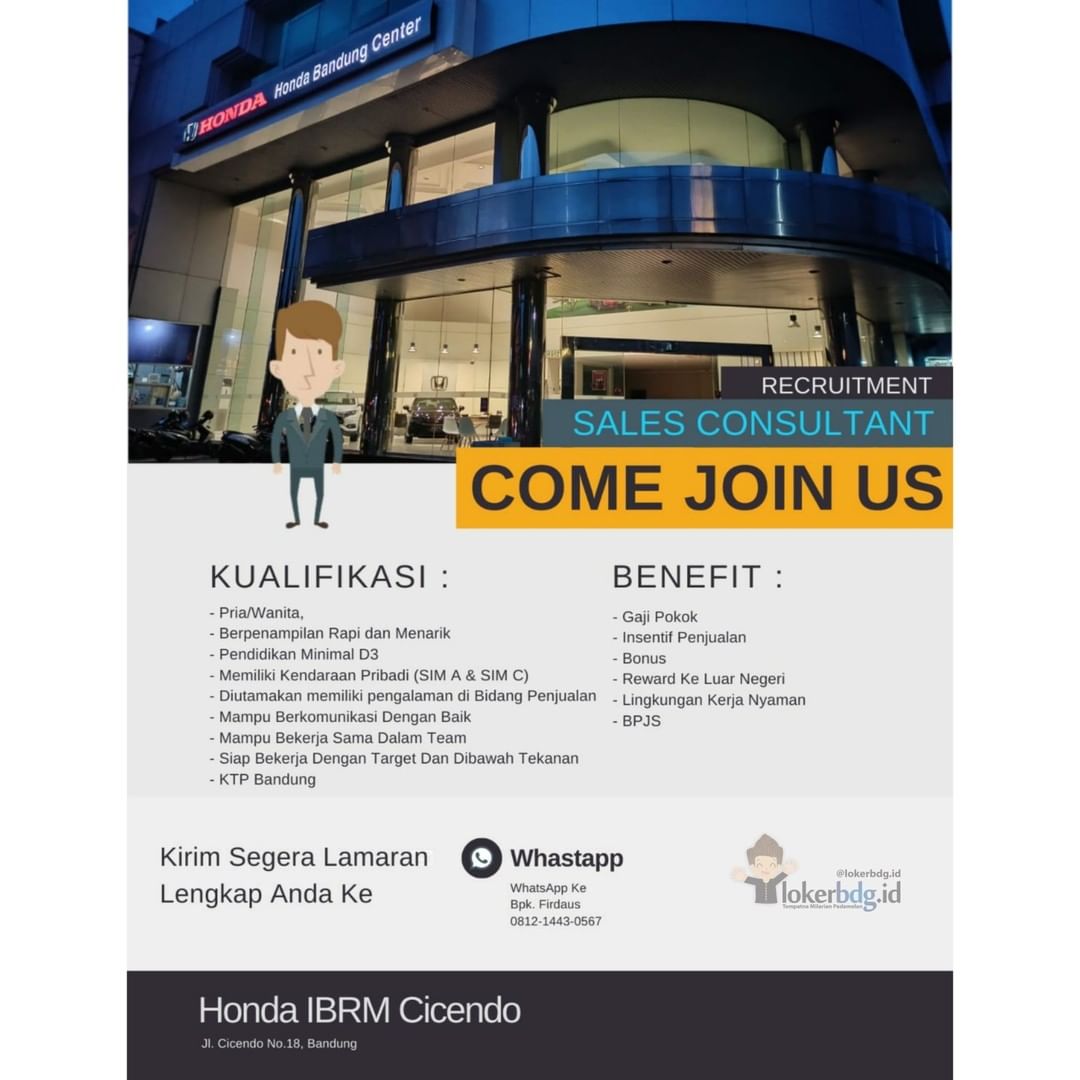 HONDA IBRM CICENDO OPEN RECRUITMENT

Kirim cv lengkap anda segera melalui whatsp...