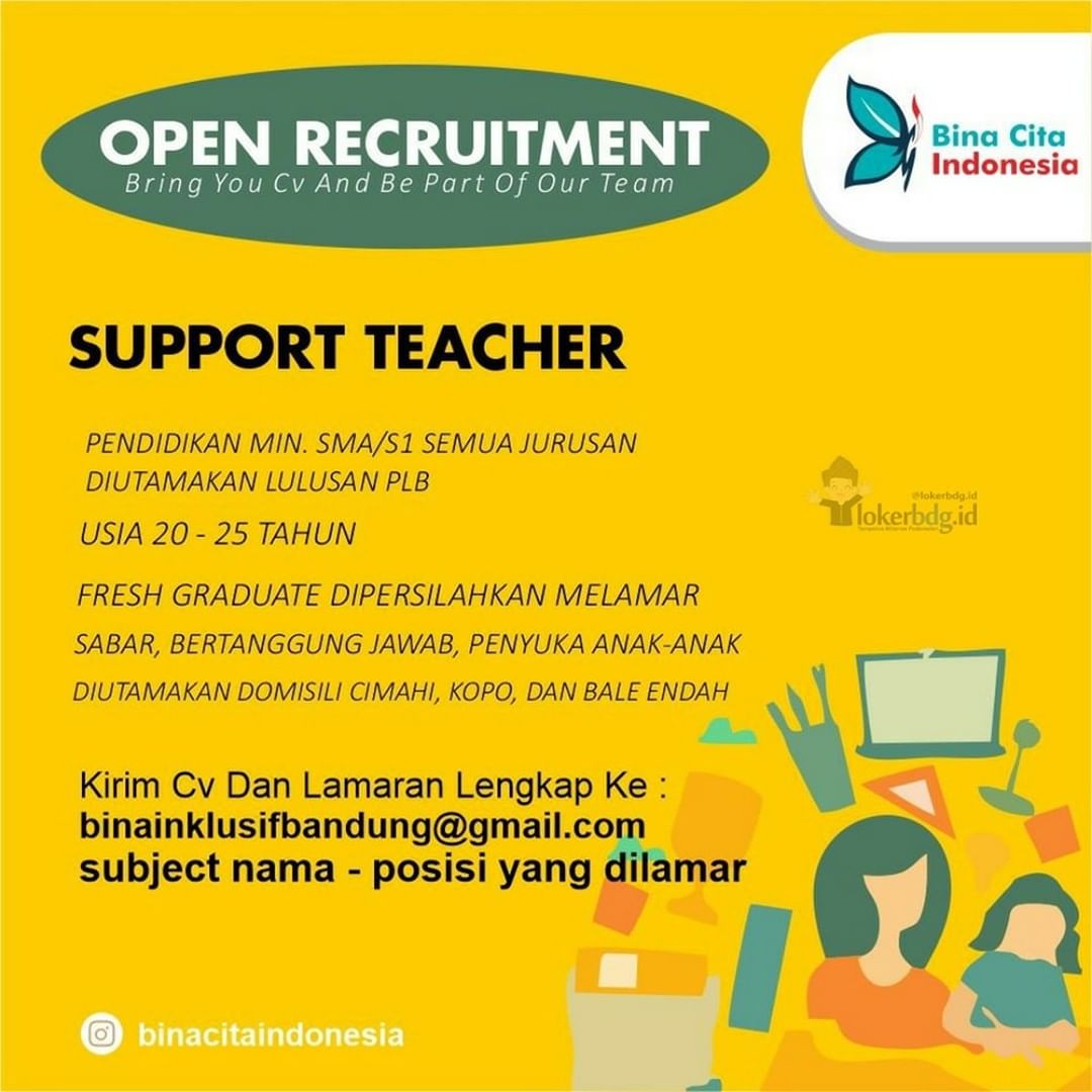[ Urgently needed]
Bina Cita Indonesia adalah pusat kegiatan belajar mengajar ( ...