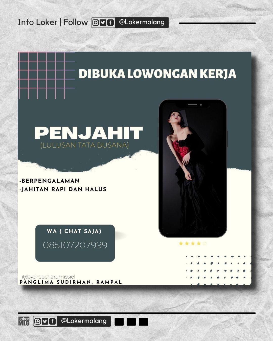 •

DIBUKA LOWONGAN KERJA MALANG.
.
!!DIBUTUHKAN SEGERA & CEPAT!!
.
TIDAK ADA MES...
