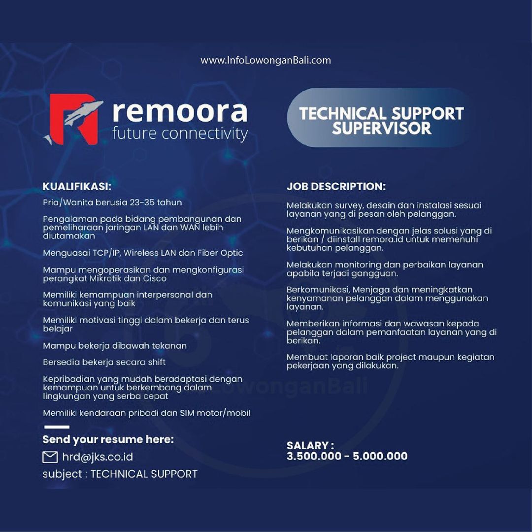 Remoora.id adalah perusahaan bergerak di bidang teknologi dengan kantor pusat di...