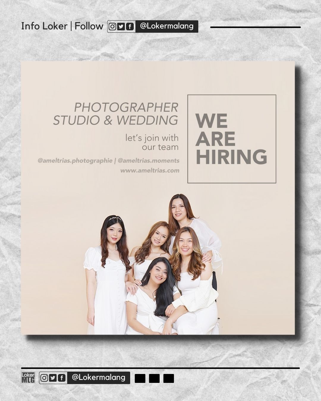 •

Lowongan Kerja Fotografer Studio & Wedding
@ameltrias.photographie | @ameltri...